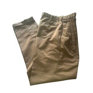 GUC Hunting Horn Classics Brown Men's Dress Pants Pleats Cuffs Pockets size 30L